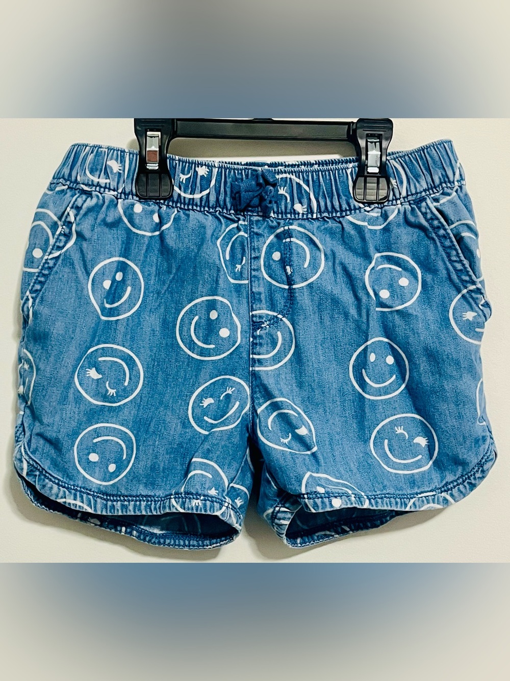 Smiley Print Blue Kids' Shorts